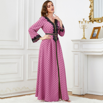 3620-as, közel-keleti, határokon átnyúló arab ruházatú, aranyozott, hosszú ujjú, V-nyakú, hasított női ruha, 2024-es újdonság