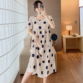 Nėščiosioms skirta vasarinė madinga kvadratinės apykaklės drugelio formos midi suknelė, laisva, plius dydžio, nėščiosioms skirta suknelė, banguota taškuota midi suknelė, vasarinė