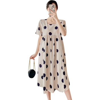 Nėščiosioms skirta vasarinė madinga kvadratinės apykaklės drugelio formos midi suknelė, laisva, plius dydžio, nėščiosioms skirta suknelė, banguota taškuota midi suknelė, vasarinė