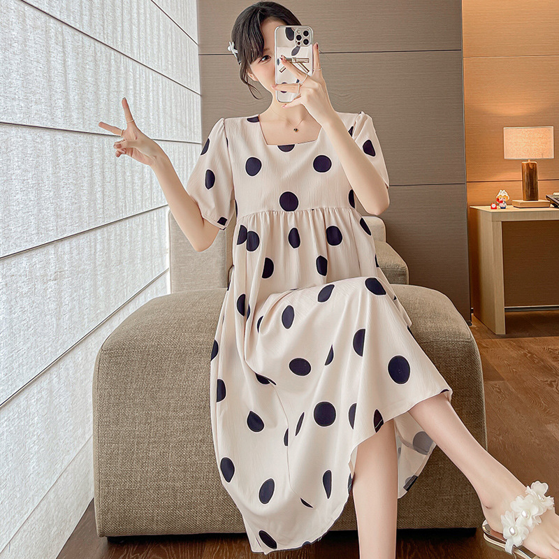 Nėščiosioms skirta vasarinė madinga kvadratinės apykaklės drugelio formos midi suknelė, laisva, plius dydžio, nėščiosioms skirta suknelė, banguota taškuota midi suknelė, vasarinė