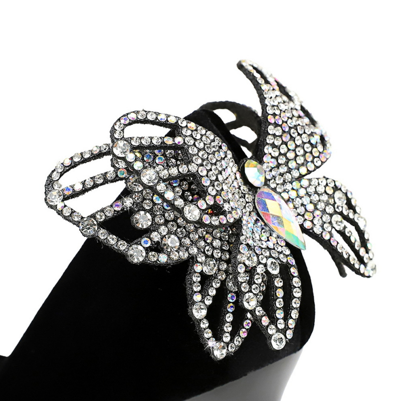 3739-H62M koreai stílusú divatos, sokoldalú, strasszos, masnis, elegáns, sekély szájú, tűsarkú, szuper sarkú cipő