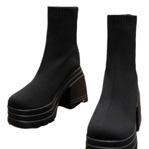 Starptautiskā stacija rudens un ziemas Jauni biezas zoles ikdienas lidojoši austi vienkārtas apavi ar augstu augšdaļu, elastīgas zeķes, zābaki, kas aptver Eiropas un Amerikas modes ikdienas apģērbu