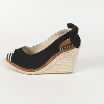 Zivs mutes superaugstas ķīļveida sprādzes sandales internetā populāras korejiešu stila augstpapēžu salmu jaunas kokvilnas auduma sprādzes zoles sieviešu kurpes pavasarim, vasarai un rudenim