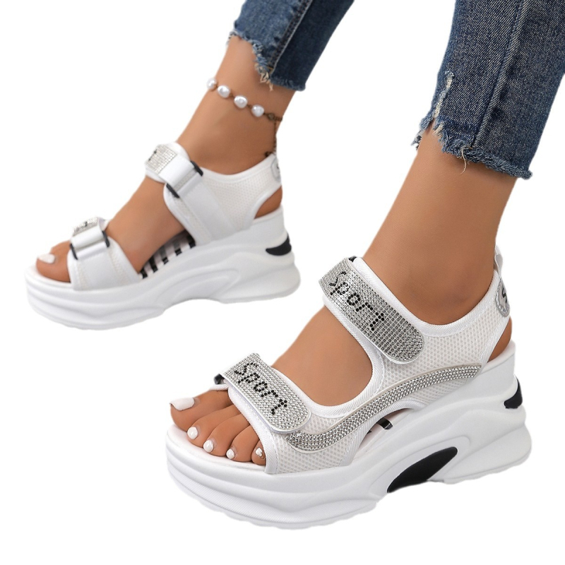 Sieviešu platformas sandales 2025. gada vasarai, jaunas, ikdienas sporta sandales ar Velcro aizdari, ar krusteniskām malām, plus izmēra, pieejamas noliktavā.