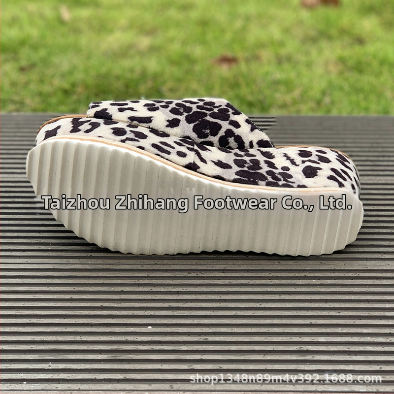 Лято 2023, европейски и американски пантофи с платформа и леопардов принт, ежедневни, с плъзгане, големи размери