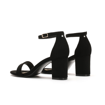 T divatos egyszavas csatos pántos magas sarkú szandál vastag sarkú női nyári nyitott orrú fekete velúr kényelmes plus size 43 gyári nagykereskedelem