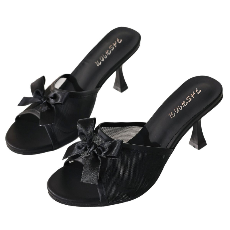 Piiriülesed pluss-suuruses naiste kingad, kõrge kontsaga, kalasuu sandaalid ja sussid 2025. aasta väliskaubanduse uued peene kontsaga võrgust lipsuga kõrge kontsaga sussid