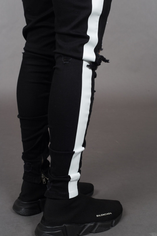 Blugi rupți transfrontalieri pentru bărbați Amazon dorește blugi cu panglică laterală europeană și americană noi