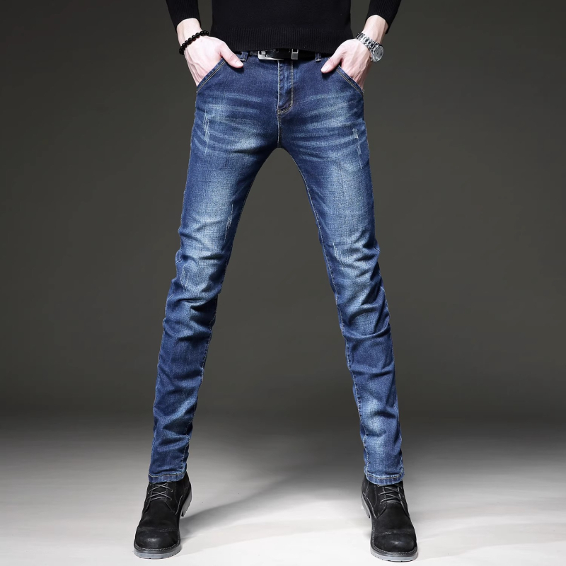 2024 tavaszi és nyári új férfi nadrág, karcsúsított lábszárhosszúságú férfi farmer, koreai trendi lezser nadrág, egy generációnyi haj