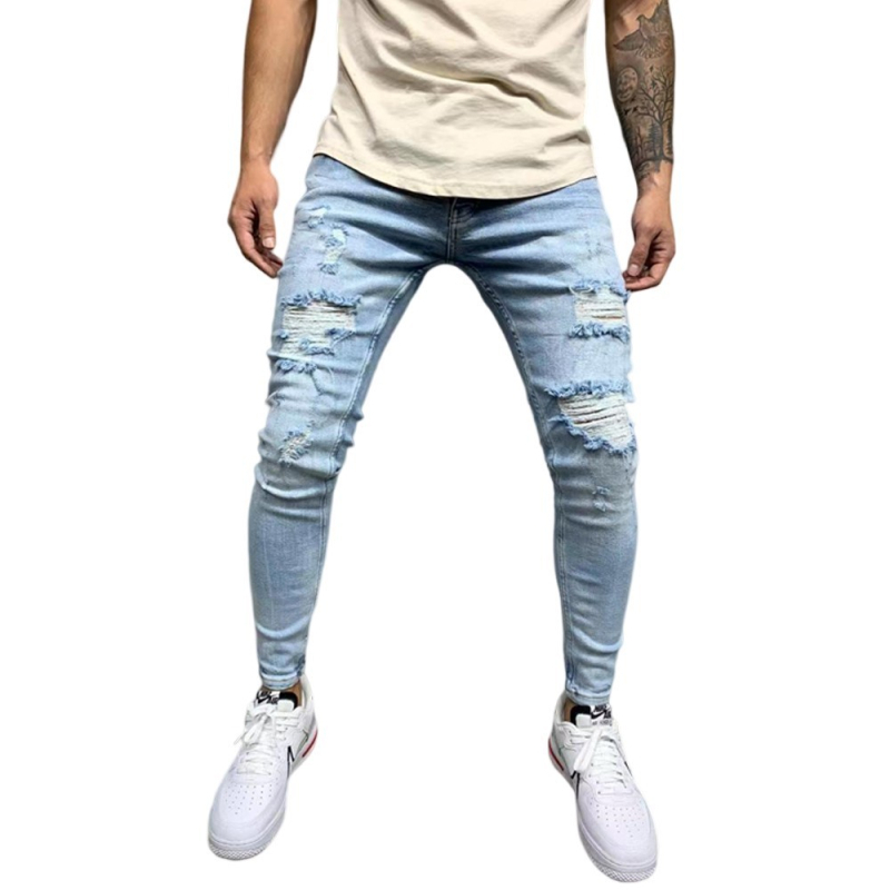 Európai és amerikai határokon átnyúló új farmer férfi oldalsó zsebes vékony farmer