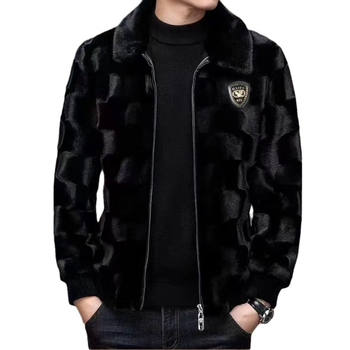 Vyriška audinės audinės audinės striukė su atvartu 2024 m. žiemos naujas Haining kailinis paltas kailinis paltas