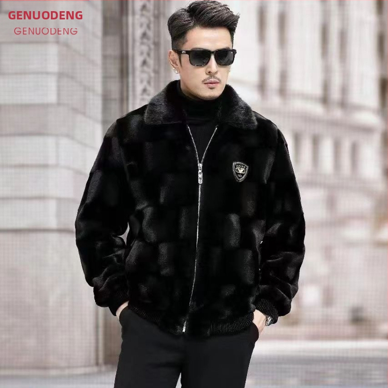 Мъжко яке с ревер от норка, яке от норка, ново зимно палто от норка 2024 Haining