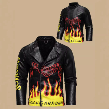 Meeste PU nahktagi sügis-talvine nahktagi piiriülene Euroopa ja Ameerika suurus meeste kaldus nipsuga revääriga mootorratta nahktagi