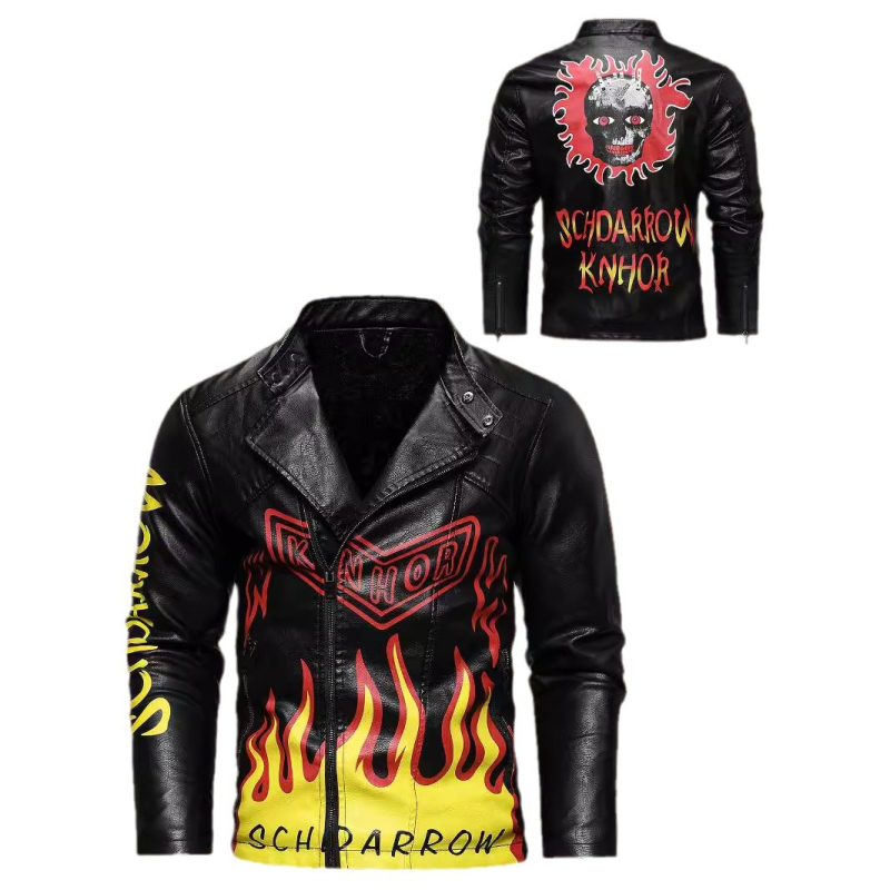 Meeste PU nahktagi sügis-talvine nahktagi piiriülene Euroopa ja Ameerika suurus meeste kaldus nipsuga revääriga mootorratta nahktagi