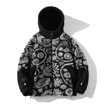 2022 m. rudens ir žiemos naujas anakardžių gėlių rašto ėriuko vilnos paltas jaunimui, laisvalaikio stiliaus, žieminis medvilninis paltas su didesnių dydžių palaidine, urmu.