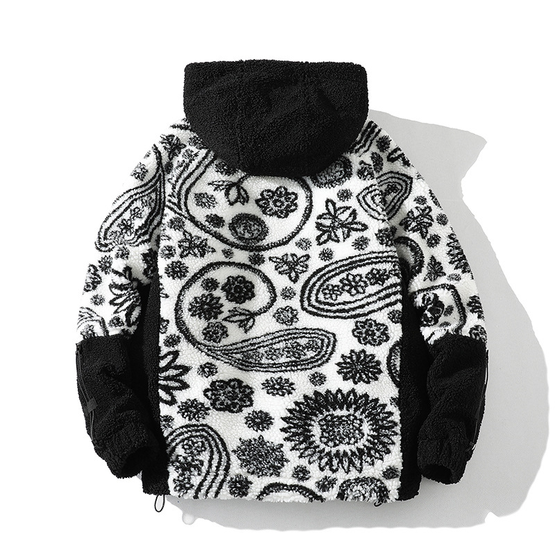 2022 m. rudens ir žiemos naujas anakardžių gėlių rašto ėriuko vilnos paltas jaunimui, laisvalaikio stiliaus, žieminis medvilninis paltas su didesnių dydžių palaidine, urmu.