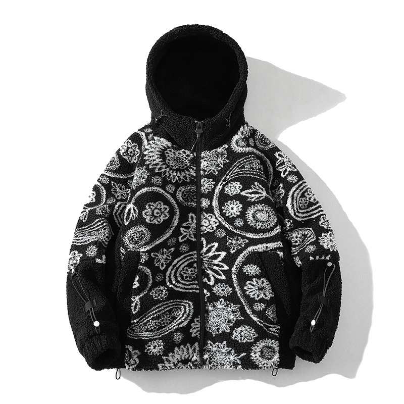 2022 m. rudens ir žiemos naujas anakardžių gėlių rašto ėriuko vilnos paltas jaunimui, laisvalaikio stiliaus, žieminis medvilninis paltas su didesnių dydžių palaidine, urmu.