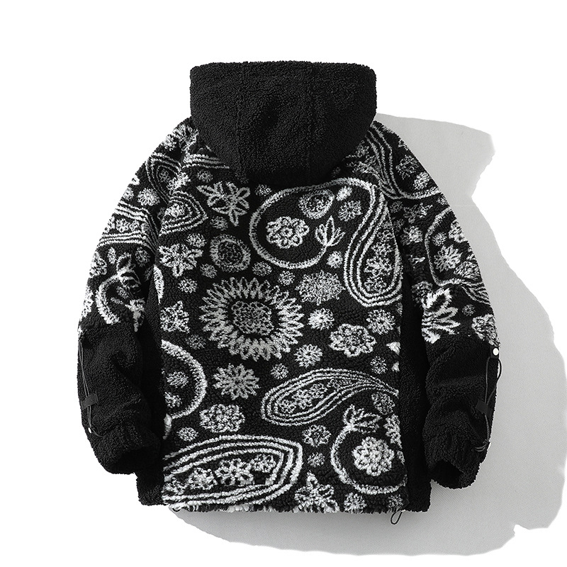 2022 m. rudens ir žiemos naujas anakardžių gėlių rašto ėriuko vilnos paltas jaunimui, laisvalaikio stiliaus, žieminis medvilninis paltas su didesnių dydžių palaidine, urmu.