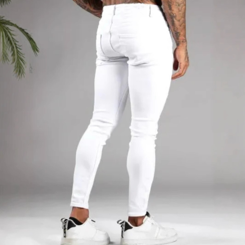 Férfi rugalmas, szűk farmer, rugalmas, egyszínű leggings, férfi farmernadrág