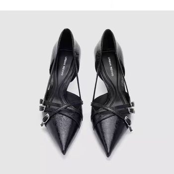 Male šiljaste kožne cipele za žene, nove proljetne i ljetne cipele s tankom petom iz 2025., retro francuske elegantne jednoslojne cipele Mary Jane