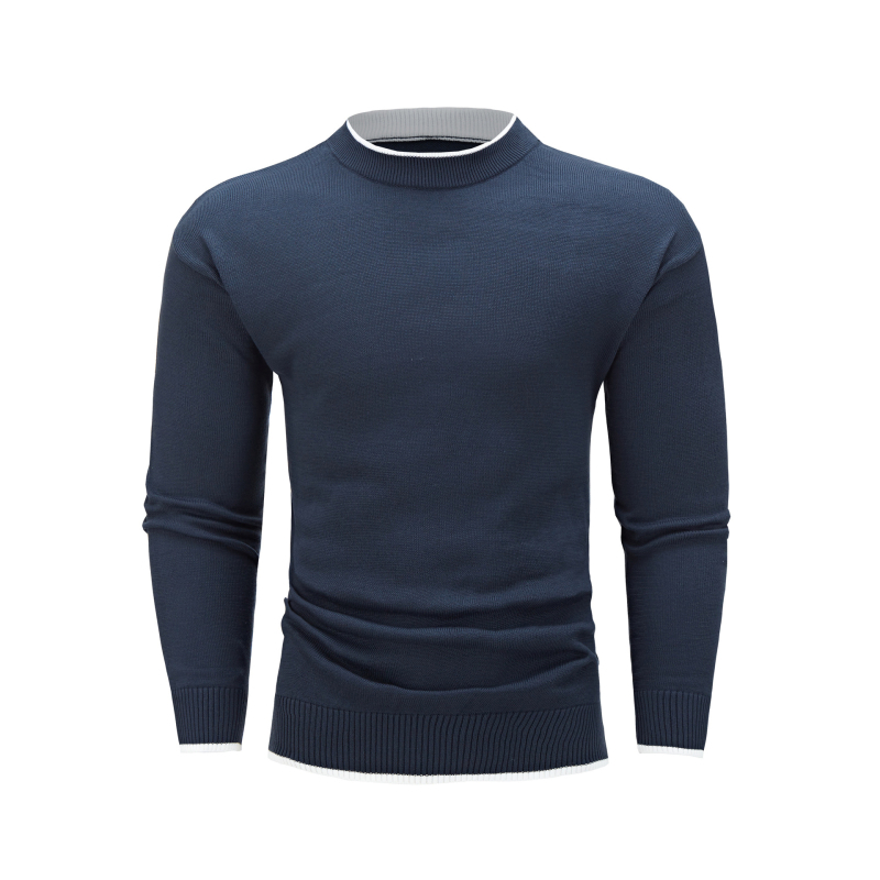 Férfi őszi-téli ing, divatos lezser, egyszínű, kerek nyakú pulóver `Sports outing`