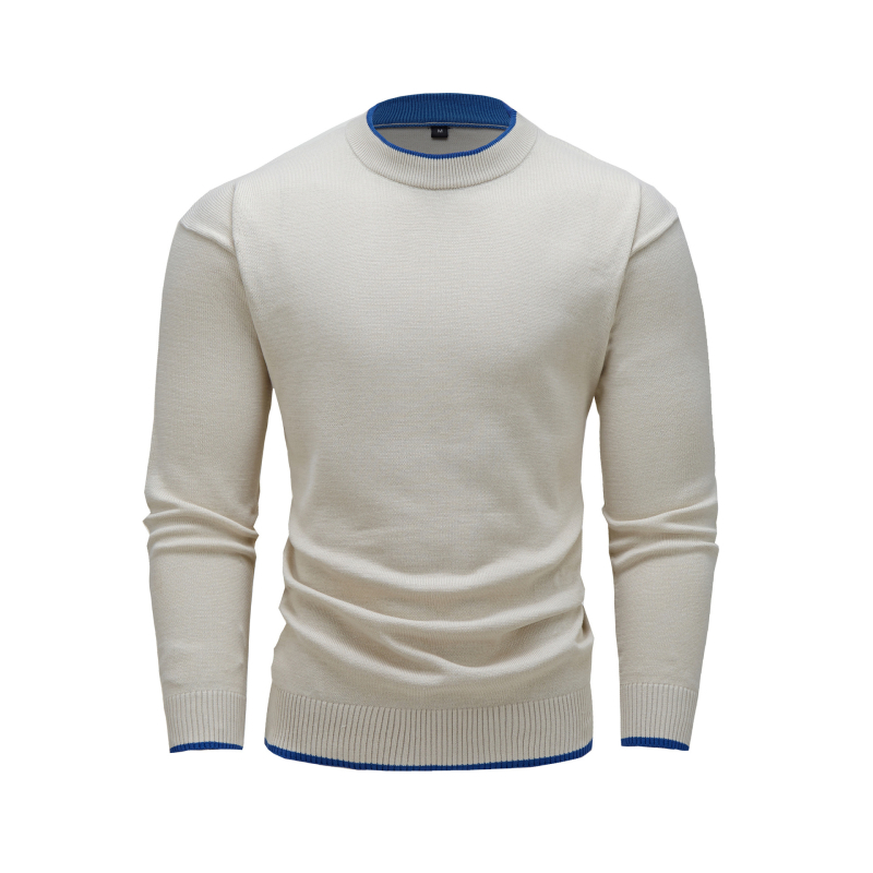 Férfi őszi-téli ing, divatos lezser, egyszínű, kerek nyakú pulóver `Sports outing`