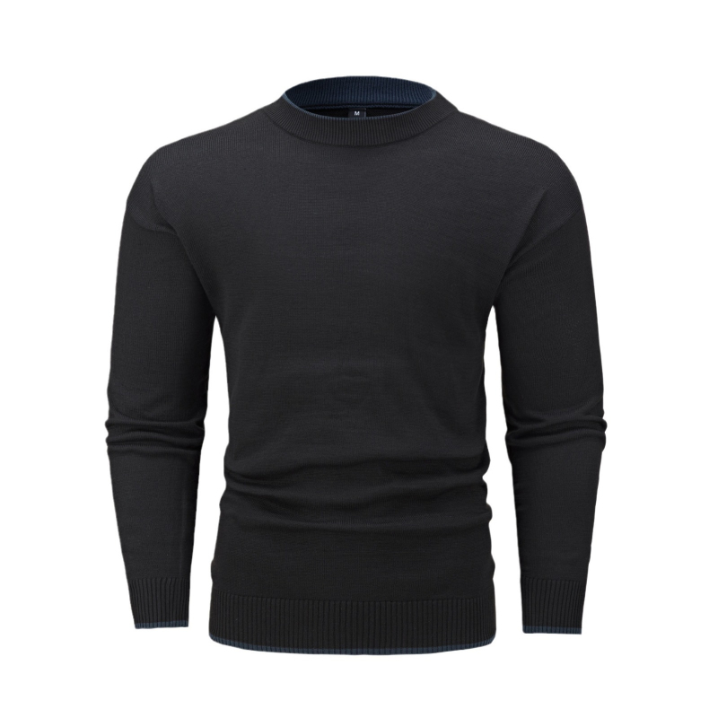 Férfi őszi-téli ing, divatos lezser, egyszínű, kerek nyakú pulóver `Sports outing`
