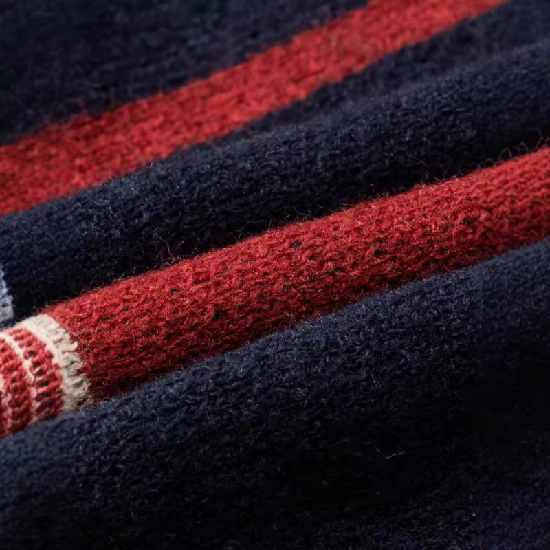 TEMU Xiyin Amazon kötött férfi pulóver, kontrasztos színű varrással, V-nyakkal, amerikai stílusú, bő, egyetemi fazon, hosszú.