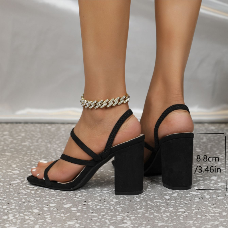 81432-59 seemisnahast naiste ümara ninaga ühevärvilised moodsed lihtsad prantsuse elegantsed paksu kontsaga Joker pendelsandaalid