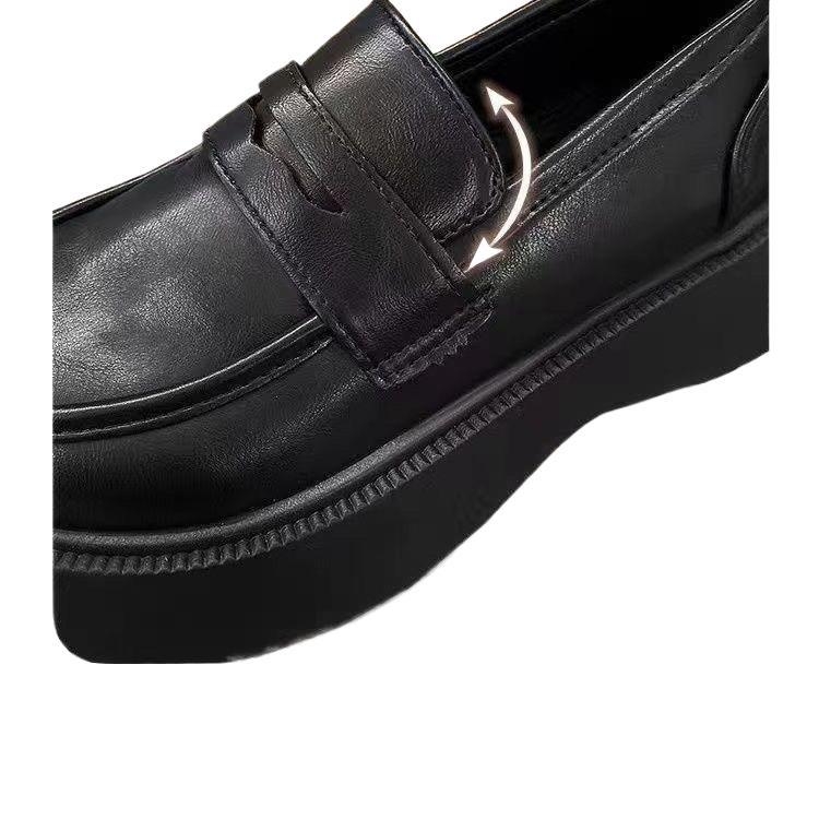 [Üzlet] Vastag talpú cipők női 2025 új, nagy orrú cipők női széles orrú brit stílusú kis bőrcipő pedálos