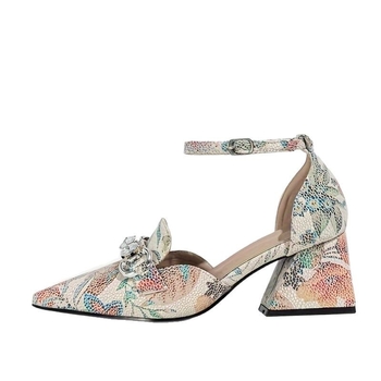 2025 m. sandėlyje Užsienio prekyba, plius dydžio, tarpvalstybiniai Europos ir Amerikos smailūs marginti batai su Baotou tuščiaviduriais storais kulnais