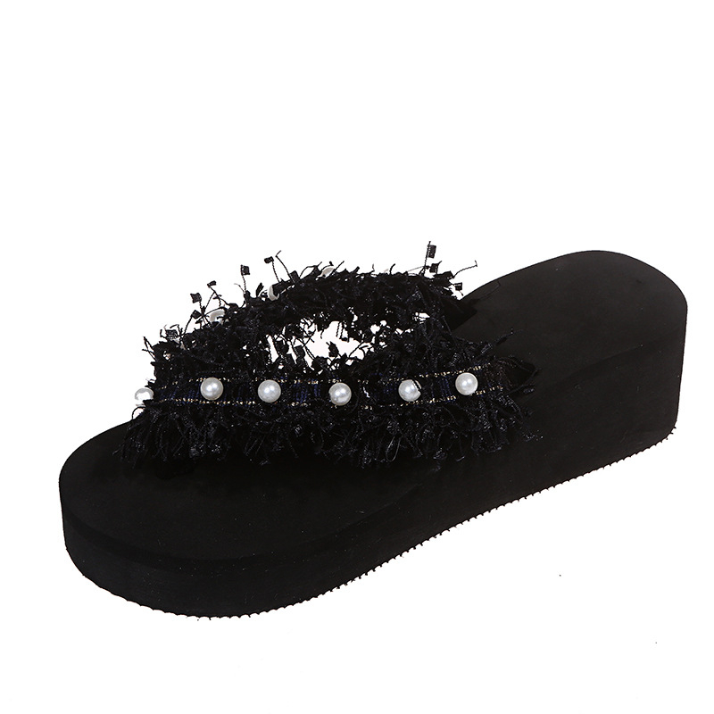 2024. aasta suvised uued Euroopa ja Ameerika tutiga avatud ninaga pärlmutterplätud lamedad sandaalid naiste väliskaubanduse kingad hulgimüügist, Wish Plus Size