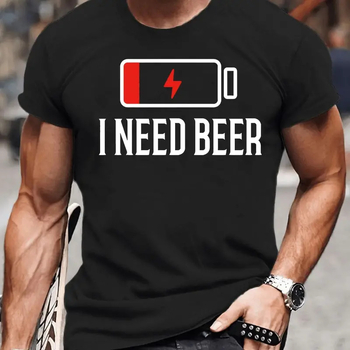 Need Beer_ Férfi nyomtatott póló_ Alkalmi utcai viselet