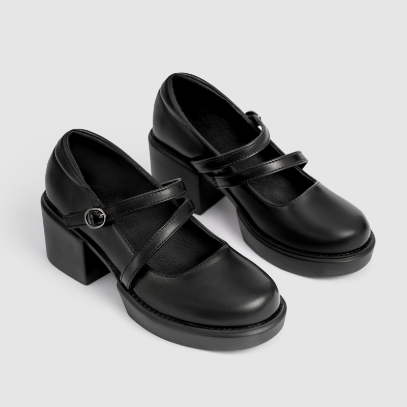 Aukštakulniai, basutės, moteriški bateliai be kulnų, vasariniai Mary Jane bateliai, nevarginantys maži odiniai bateliai, jau pagaminti Baotou Pu storakulniai moteriški bateliai