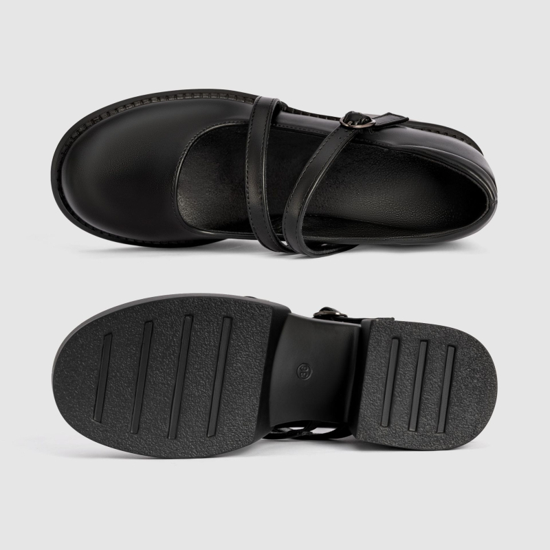 Aukštakulniai, basutės, moteriški bateliai be kulnų, vasariniai Mary Jane bateliai, nevarginantys maži odiniai bateliai, jau pagaminti Baotou Pu storakulniai moteriški bateliai