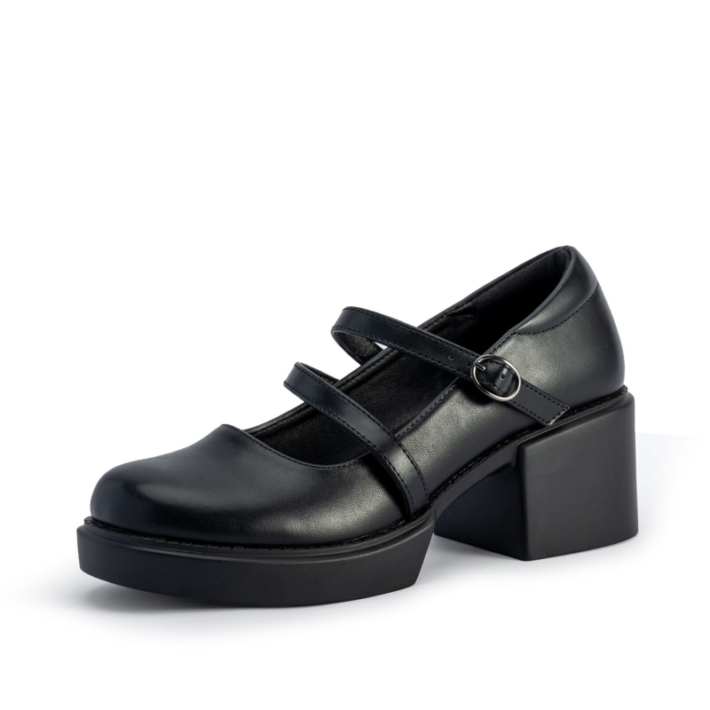 Aukštakulniai, basutės, moteriški bateliai be kulnų, vasariniai Mary Jane bateliai, nevarginantys maži odiniai bateliai, jau pagaminti Baotou Pu storakulniai moteriški bateliai