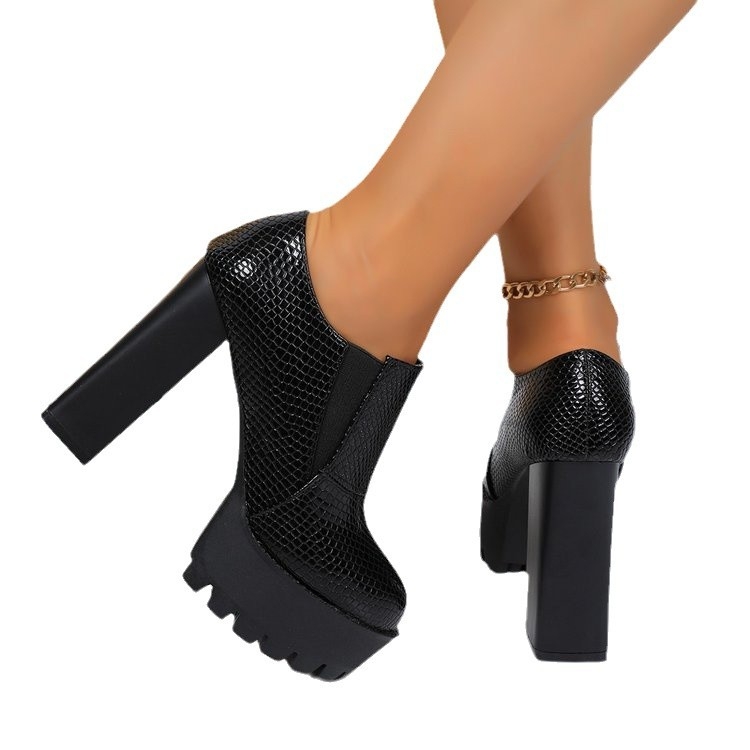 Határon átnyúló külkereskedelmi női cipők kockás, fűzős divatcipők 2024 tavasz és ősz új platform magassarkú 36-42 méret