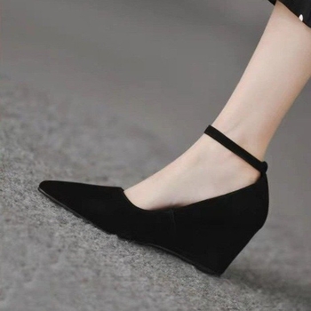 2024 őszi új női cipők, éktalpú cipők, női hegyes sarkú cipők, fekete francia éktalpú cipők