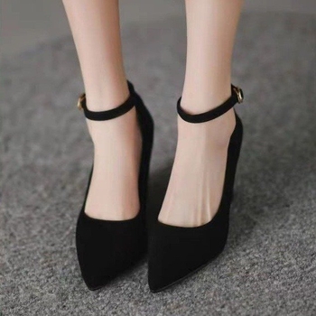 2024 őszi új női cipők, éktalpú cipők, női hegyes sarkú cipők, fekete francia éktalpú cipők