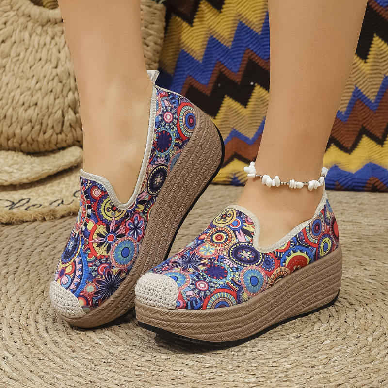 Storapadžiai etninio stiliaus 2025 m. pavasario lopiniai moteriški sportbačiai su platforma, sportiniai bateliai, moteriški batai, retro stiliaus, dryžuoti, lopai