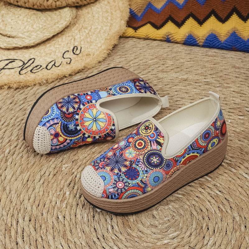 Storapadžiai etninio stiliaus 2025 m. pavasario lopiniai moteriški sportbačiai su platforma, sportiniai bateliai, moteriški batai, retro stiliaus, dryžuoti, lopai