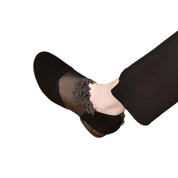 2024. aasta uue stiiliga Baotou vabaaja lillelise rhinestone`iga pluss-suuruses ümara peaga jäätunud naiste kingad, võrgust madala kontsaga, õõnsad lameda kontsaga kingad