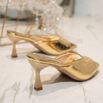 2024 m. vasaros nauji moteriški bateliai, plius dydžio, basutės, kvadratinės nosies, atviros basutės su tuščiu kulnu gale