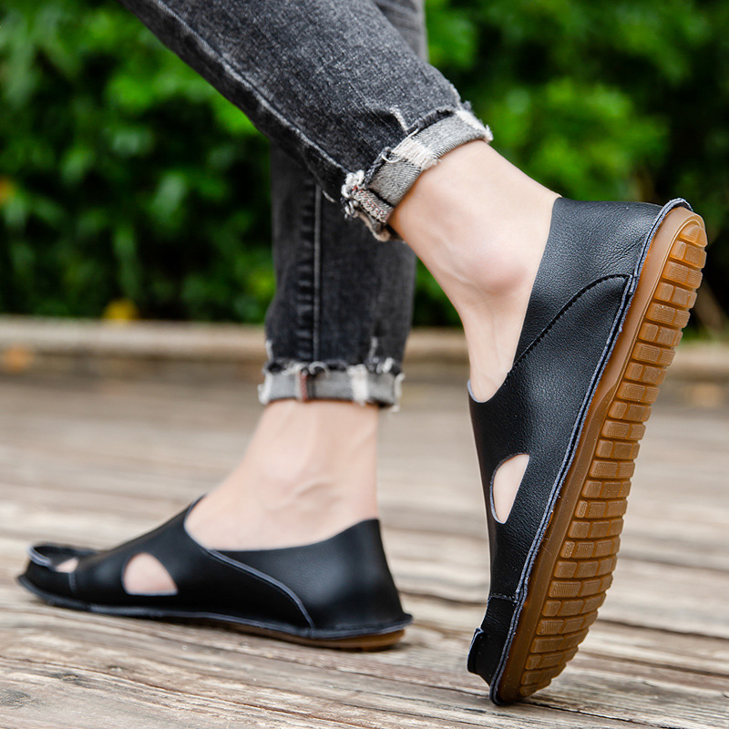 2023 m. nauji vyriški juodos skylės batai, mikropluošto minkštu dugnu, laisvalaikio sportbačiai, minkšto paviršiaus vairavimo batai, vyriški batai