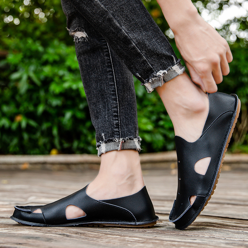 2023 m. nauji vyriški juodos skylės batai, mikropluošto minkštu dugnu, laisvalaikio sportbačiai, minkšto paviršiaus vairavimo batai, vyriški batai