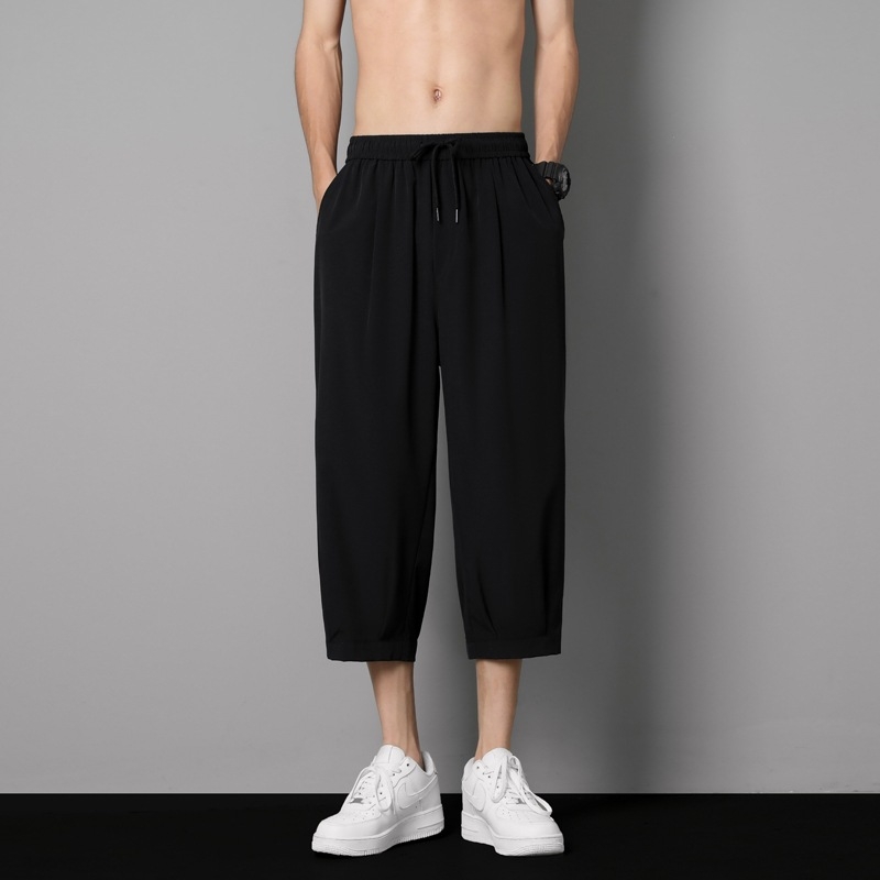 Sport Nyári Jég Selyem Vékony Rövidnadrágok Felsőruházat Divatos Márka Plus Size Laza Térdig Érő Szabadidős 2077 Speciális Engedély -20