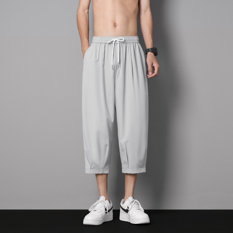 Sport Nyári Jég Selyem Vékony Rövidnadrágok Felsőruházat Divatos Márka Plus Size Laza Térdig Érő Szabadidős 2077 Speciális Engedély -20