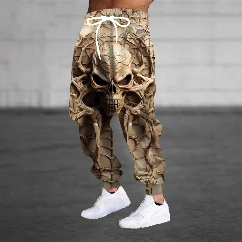 Kevad- ja sügiskuumad universaalsed koljuvõrguseeria 3D-prinditud isiksusega meeste trendikad moepüksid