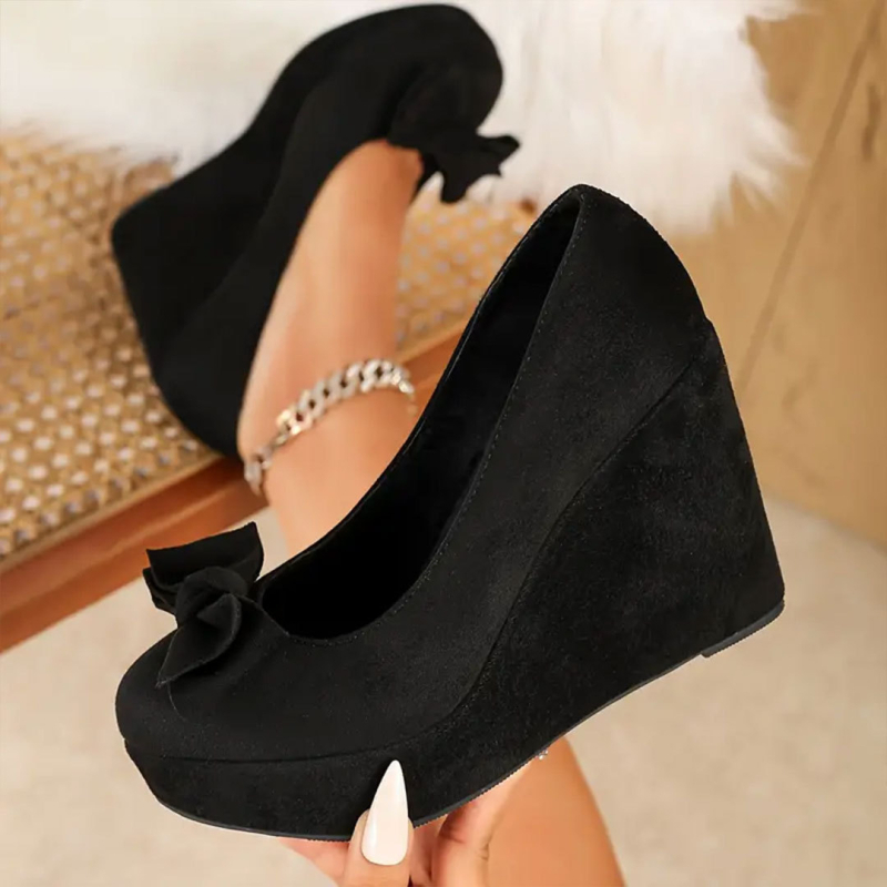 Sieviešu apavi ar ķīļpapēžiem, sekli vienvietīgi apavi, darba apavi, veci Pekinas auduma apavi, sieviešu vienvietīgi apavi ar lielu bantīti, ērti un daudzpusīgi