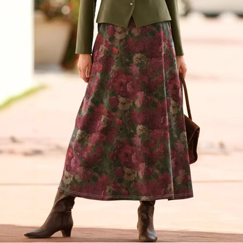 TEMU Eksplozivna nova retro umjetnička cvjetna suknja A-kroja sa stepenastim strukom